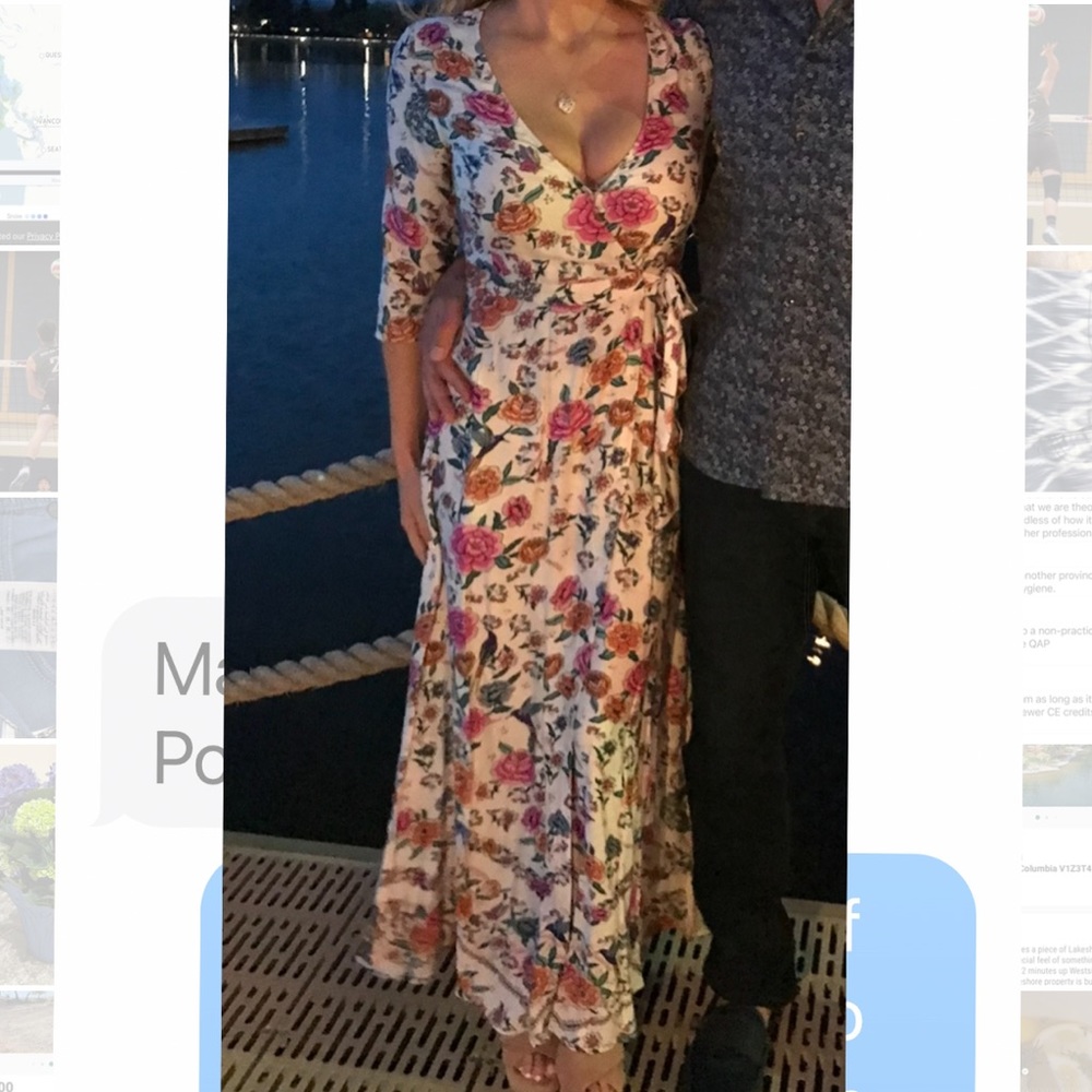 Arnhem Australia wrap maxi dress. Floral high end fabric. Size 8 fits US2 or 4